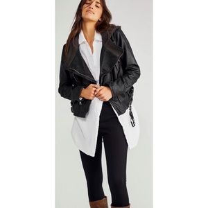 NWT Free People Cleo Hooded Vegan Suede Moto Jacket